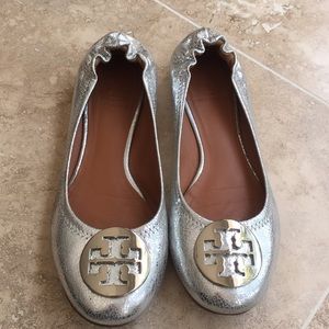 Tory Burch silver flats